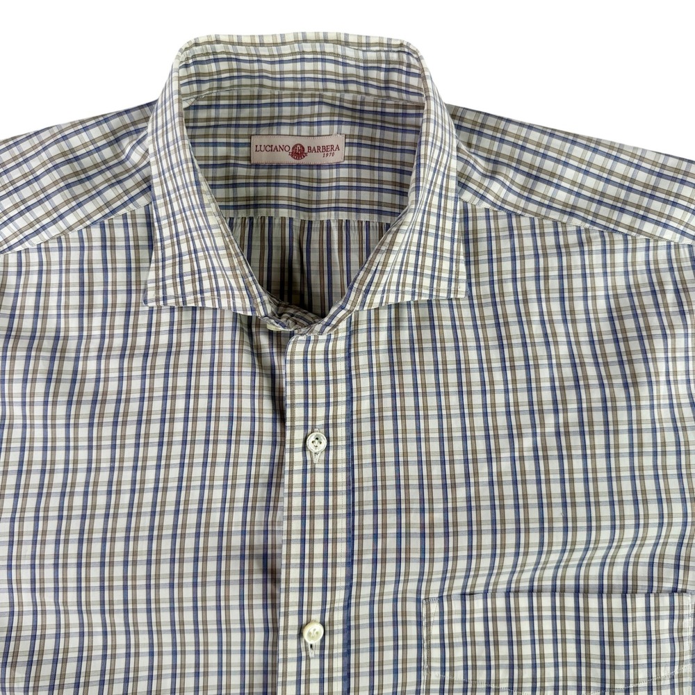 Luciano Barbera Button Down Shirt Mens Large Designer Quiet Luxury Made in Italy